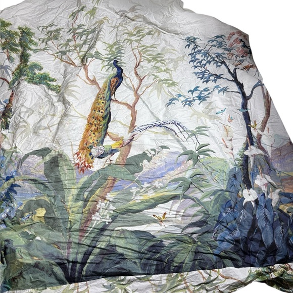 Williams Sonoma king/cal king painted peacock duvet cover artsy colorful - Picture 3 of 6